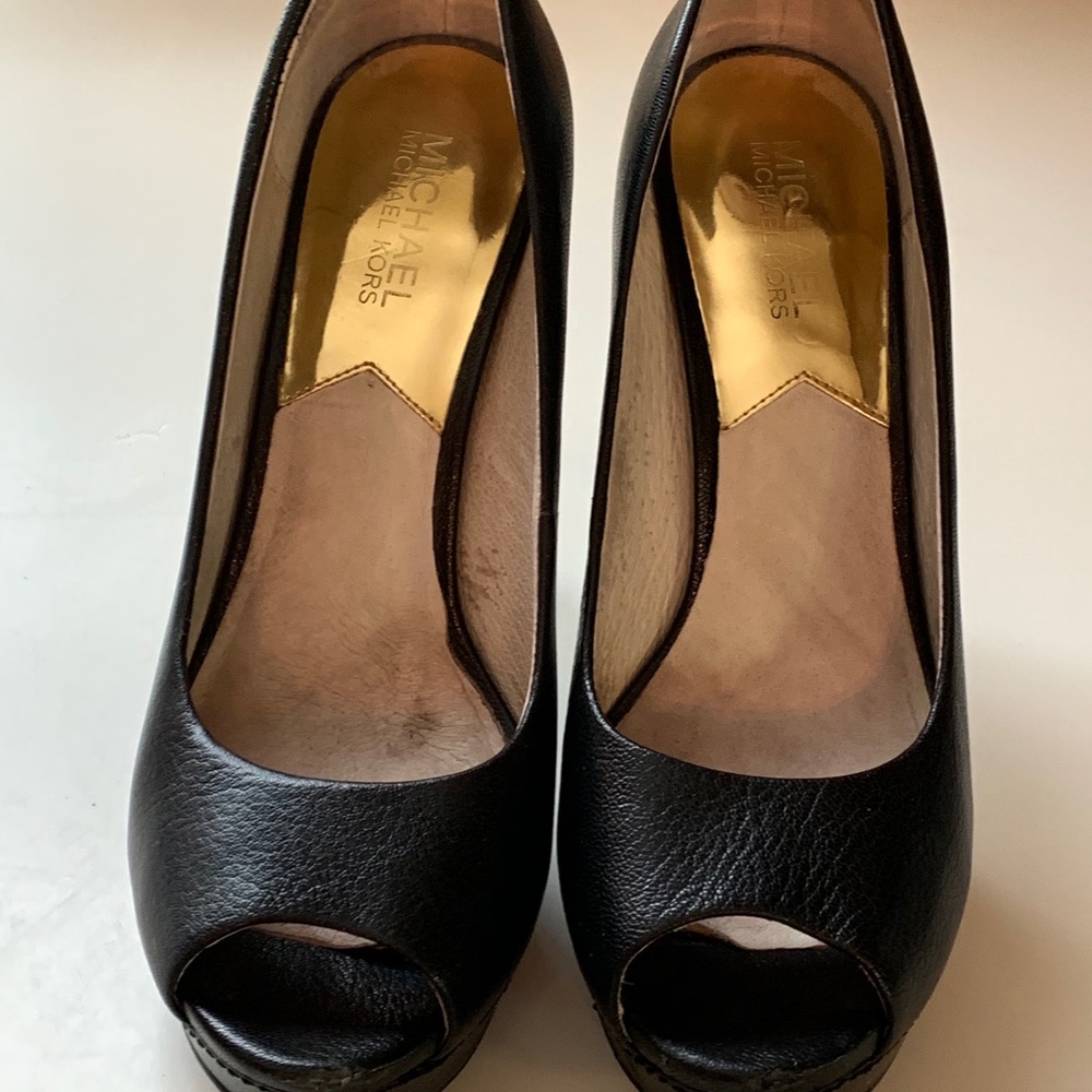 Michael Kors Open Toe Black Stiletto Pumps 7 1/2”